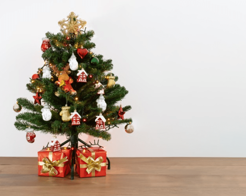 shot decorative christmas tree